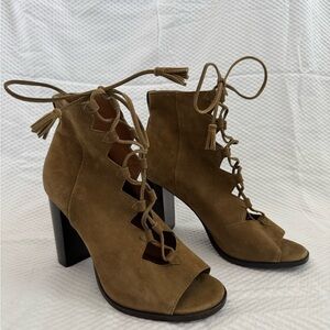 Frye Brown Lace-Up Heeled Boots Cottagecore Dark Academia Music Festival